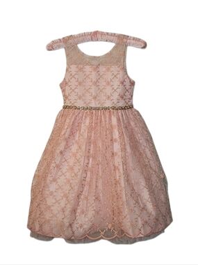 Couture Princess Pink Tulle & Satin Sleeveless Dress Embroidered Flowers girls 7